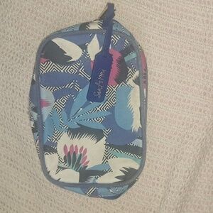 ESTEE LAUDER Santorini makeup bag travel case pink blue floral kitty mccall 9x6